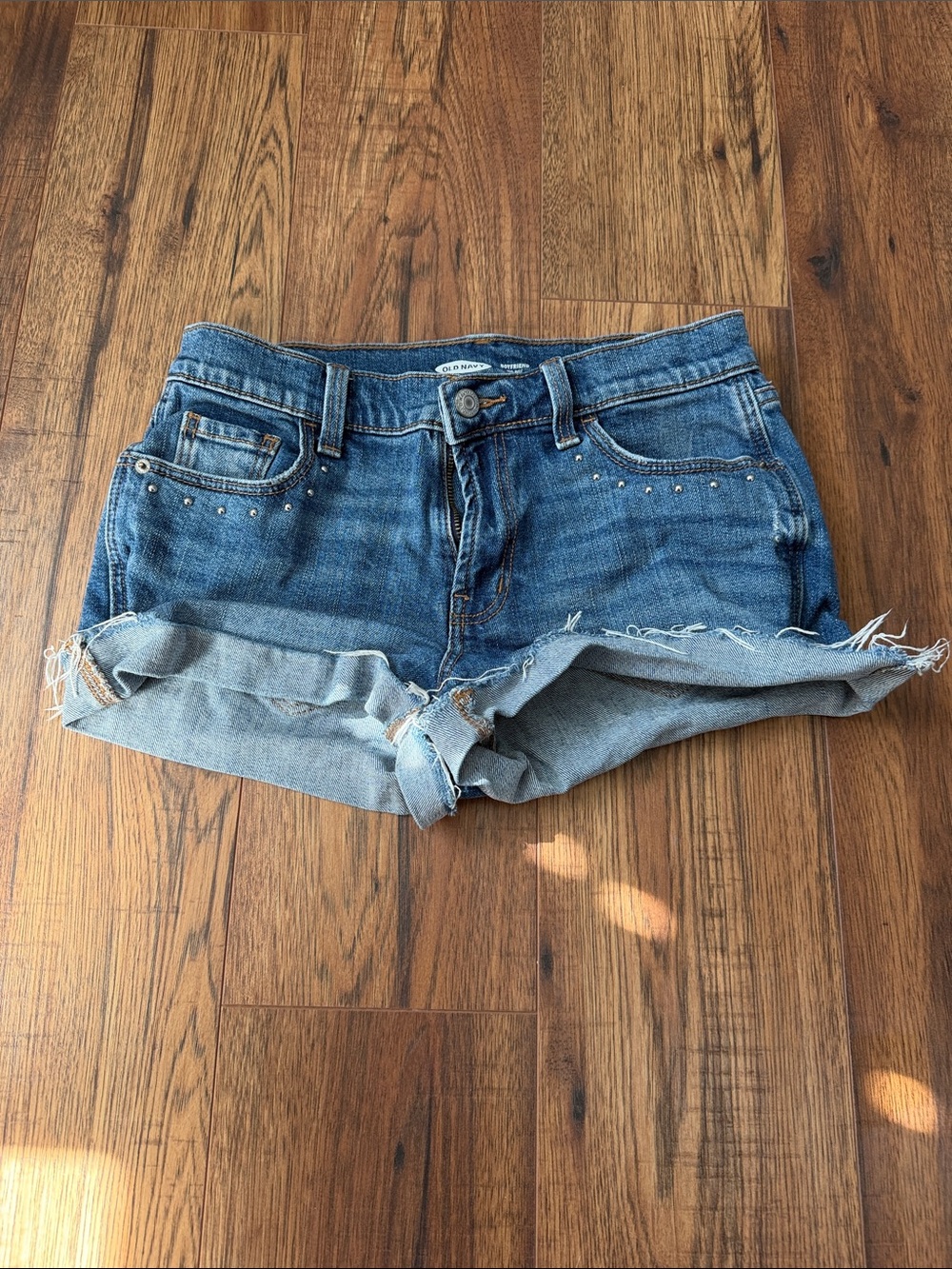 Old Navy Stud-Accent Rolled Hem Denim Shorts - Blue